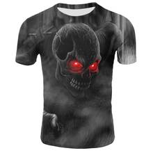 2020 новая мужская футболка с 3D принтом черепа ужасов, мужская летняя интересная футболка с 3D-принтом, Мужская футболка с 3D-принтом в уличном стиле 2024 - купить недорого