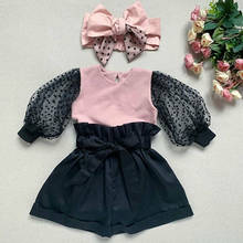 1-6T Toddler Kid Baby Girl Clothes set Puff Long Sleeve Lace Top Shorts set Elegant Cute lovely Sweet Outfit 2024 - buy cheap