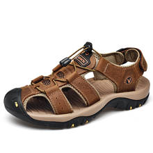 Genuine Leather Men's Shoes Summer Men Sandals Fashion Beach Non-slip Sneakers Roman Soft Man Causal Shoes Big Size 38-48 2024 - buy cheap