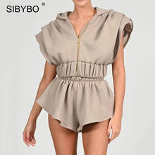 Женский спортивный костюм Sibybo, повседневный свободный костюм из двух предметов с шортами и топом без рукавов и капюшоном, уличная одежда на лето 2021 2024 - купить недорого