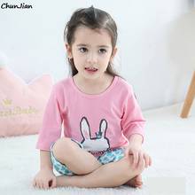 Summer Short Sleeve Cotton Girls Pajamas for 2-11 Years Teenager Pajamas Sets Korean Fashion Clothing for Girls Sleepwear Kids 2024 - buy cheap