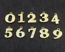 200 unids/lote de amuletos colgantes con número de color dorado 0-9, aptos para llaveros de pulsera diy 2024 - compra barato