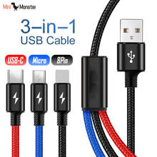 3 в 1 зарядный кабель мульти Usb зарядный кабель Usb type-c для samsung S9 S10 huawei Nova 4 Nokia 8 9 Pureview Usbc кабель 2 метра 2024 - купить недорого