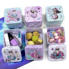 Cartoon Mermaid Colletables Tin Box Square Storage Box Jewelry Cosmetics Case Small Gifts for Kids Empty Metal Box 2024 - buy cheap
