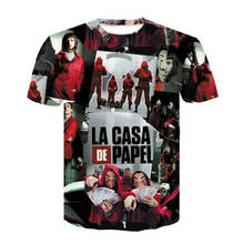 Футболка La Casa De Papel мужская с 3D принтом, Повседневная Свободная рубашка с коротким рукавом, футболка для косплея, топ свободного покроя для пар, лето, 2020 2024 - купить недорого