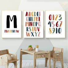 Baby Boy Custom Name Poster Letter Canvas Painting Alphabet Number Print Nursery Playroom Wall Art Pictures For Baby Room Decor 2024 - buy cheap