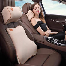 Almohada de espuma viscoelástica 3D para el cuello del coche, almohada de tela transpirable para el descanso de la cintura, cojín Lumbar para el asiento, accesorios para el coche 2024 - compra barato