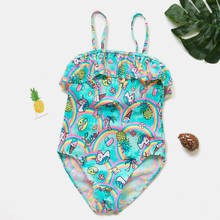 2019 Girls Swimsuit 3-8years One Piece Girls Swimwear For Children's Swimwear Ruffle Style Striped Swimsuit With Bow-knot 9195 2024 - buy cheap