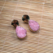 New Fashion Natural Ágatas Pedra Brincos de Jóias Para As Mulheres Handmade de Cristal Forma De Gota Cluster Pedras Eardrop Tamanho 15x25mm 2024 - compre barato