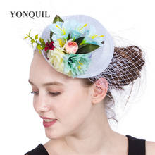 4 Colors Lady Mini Silk Flower Top Hats Cap Veils Fascinator Hair Clip Costume Hair Band Accessories Wedding Show Party SYF204 2024 - buy cheap