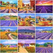 Paisagem de campo pintura diamante para adultos 5d cenário idílico pintura diamante fantasia ponto cruz para decoração família artesanato 2024 - compre barato