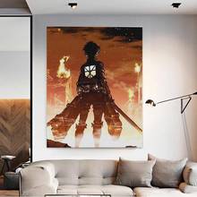 Eren Jaeger attack on titan Shingeki no Kyojin-Póster de anime, impresiones artísticas de pared en lienzo, decoración del hogar y dormitorio, pintura sin marco 2024 - compra barato