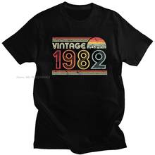 Футболка мужская хлопковая винтажная, модная рубашка с круглым вырезом, с короткими рукавами, подарок на 38 день рождения, топ в ретро стиле, одежда для мальчиков, 1982 2024 - купить недорого