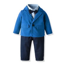 Tem Doger 2020 Gentleman Baby Boy Clothes for Wedding Party Jacket+ Bow tie shirt+Overalls Suspenders three-Piece Suit 2024 - buy cheap