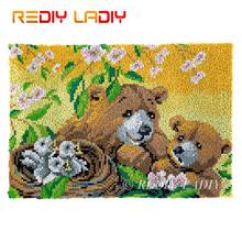 Kit de gancho trava mãe urso amor fio largo bordado, tapeçaria de crochê kits de bordado artes e artesanato faça você mesmo tapete 85*58cm 2024 - compre barato