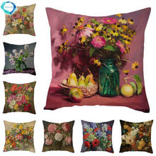Vintage Oil Painting Flowers Cushion Cover European Retro Birds Flowers Art Polyester Cotton Linen Pillow Cover Pillow Case 2024 - buy cheap