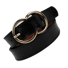 Double Ring Round Circle Buckle Gold Ladies PU Leather Belt Thin Fashion Wild Personality Knotted Decorative Belts For Women 2024 - buy cheap