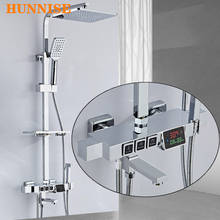 Conjunto de chuveiro termostático digital, cromado, conjunto de chuveiro, ducha, polido, com misturador digital, para banheira 2024 - compre barato