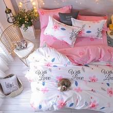 J Pink Flower 4pcs Girl Boy Kid Bed Cover Set Duvet Cover Adult Child Bed Sheets And Pillowcases Comforter Bedding Set 2TJ-61017 2024 - buy cheap