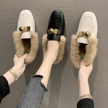 Winter Shoes Woman Flats New Warm Plush Women Shoes Loafers Round Toe Slip on Metal Buckle Comfortable Ladies Shoes Plus Size 2024 - buy cheap