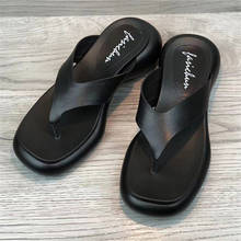 Black Summer Women Slippers Casual Flip Flops Thick Sole Platform Shoes Woman Outside Slides Ladies High Heel Slipper Beach Shoe 2024 - buy cheap