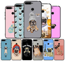 Funda de teléfono de silicona con diseño de perro Pug, carcasa negra para honor 20 Pro, 8, 8X, 9, 10, 20 Lite, Mate 10, 30 Lite Pro 2024 - compra barato