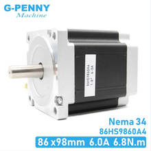 Шаговый электродвигатель NEMA 34 с ЧПУ, 86x98 мм, 7,0 нм, 6 А, D14 мм, 972унций/дюйм, для гравировального станка с ЧПУ и 3D-принтера! 2024 - купить недорого