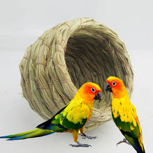 Jaula de pajita Natural para pájaros, nido para pájaros en forma de cuenco, hecho a mano, para loros, casa colgante para pájaros, suministros para aves, productos para mascotas 2024 - compra barato