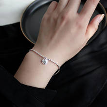 Yizizai minimalismo brilhante amor coração pulseiras thai prata cor charme pulseira jóias para presentes da menina 2024 - compre barato