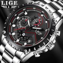 2020 LIGE Fashion Mens Watches Top Luxury Brand Silver Stainless Steel 30m Waterproof Quartz Watch Men Army Military Chronograph 2024 - buy cheap
