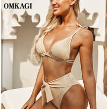 OMKAGI 2021 Swimwear Women Bikini Striped Swimsuit Sexy Biquini Push Up Summer Set Beach Wear High  Waist Swimsuit Bikini Female 2024 - buy cheap