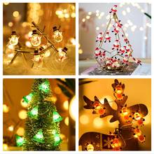 Guirnalda de luces LED para decoración del hogar, adorno de árbol de Navidad, Navidad Natal, Año Nuevo, copo de nieve, 2M, Papá Noel 2024 - compra barato