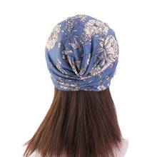 Gorro de quimio para mujer, pañuelo de pelo musulmán con estampado de flores, turbante para la cabeza, gorros y gorros 2024 - compra barato