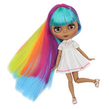 ICY factory blyth doll dark skin joint body new matte face fresh colorful straight hair DIY sd gift toy 2024 - buy cheap