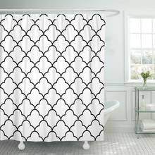 Geo preto e branco tradicional geométrico quatrefoil padrão cortina de chuveiro poliéster impermeável 60x72 polegadas conjunto com ganchos 2024 - compre barato