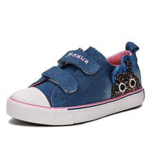 #27 #28 #29 #30 sapatos em denim tênis para meninas com rubbit, tênis de lona para crianças, respirável, primavera, sapatos de menina ml1808c 2024 - compre barato