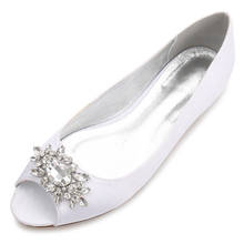 Zapatos planos con cristales de satén para mujer, calzado de boda, sin cordones, Formal, para fiesta de noche 2024 - compra barato