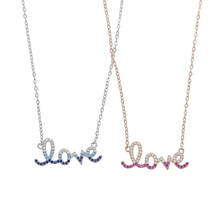 blue pink Ombre cz Love necklace 2022 new design Valentine's Day gift jewelry for lover girlfriend 2024 - buy cheap