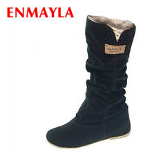 ENMAYLA Size 34-43 New Women Winter Flats Round Toe Fashion Knee-high Snow Boots for Women Casual Shoes Sweet Platform Boots 2024 - buy cheap