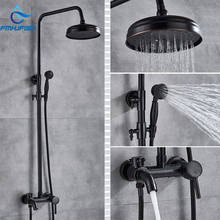 Oil Rubbed Bronze Bath Shower Faucet Wall Mounted Dual Handle Bathroom Mixer Water Taps Rotation Spout 2024 - buy cheap