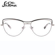 Женские очки кошачий глаз SASAMIA, металлические оптические очки для близорукости, прозрачная Оправа очков, винтажные очки MW2011 2024 - купить недорого