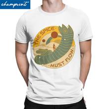 The Spice Must Flow T Shirt for Men Awesome T-Shirt Dune Herbert Frank Arrakis Sandworm Science Fiction Tee Shirt Gift Idea 2024 - buy cheap