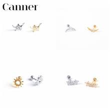 Canner 1pcs 925 Sterling Silver Stud Earrings Zircon Moon Sun Leaf Snowflake Cartilage Piercing Earrings Fine Jewelry Aretes W4 2024 - buy cheap