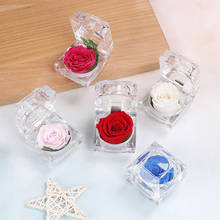 Caja de regalo creativa para boda, caja de anillo de rosa de flor fresca preservada inmortal, caja de embalaje de joyería de compromiso de San Valentín 2024 - compra barato