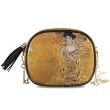 ALAZA-Bolso cruzado de cuero con cadena para mujer, bandolera pequeña con pintura al óleo de Gustav Klimt, de lujo 2024 - compra barato