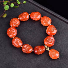 Fine Red Natural Crystal Bracelets Carved Laughing Buddha Beads Bracelets Lucky for Women Men Evil Spirits Fashion Jewelry 2024 - buy cheap