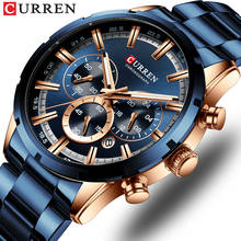 Novo curren moda masculino relógios com aço inoxidável topo marca de luxo esportes cronógrafo relógio de quartzo relogio masculino 2024 - compre barato