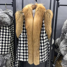 Women's Real Fox Fur Vest 2021 Winter Fashion Houndstooth Gilets Luxury Warm Waistcoat Collar Clothing Autumn S7922 2024 - buy cheap