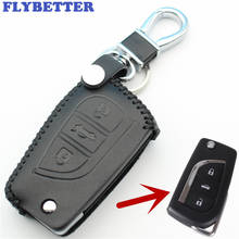 FLYBETTER-Funda de cuero genuino con 3 botones para Toyota Reiz/Camry/Rav4/Yaris/Corolla/darle estilo al coche Prado L178 2024 - compra barato