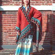 Casaco étnico vintage khalee yose, feminino, casaco grosso, quente, com fitas, estilo boho, para primavera e outono, 2021 2024 - compre barato